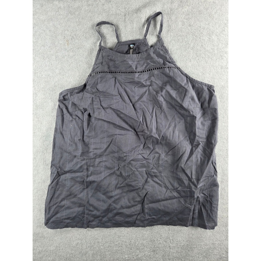 Kuhl Tank Top Women Small Gray Sleeveless High Neck Stripe Ladder Stitch